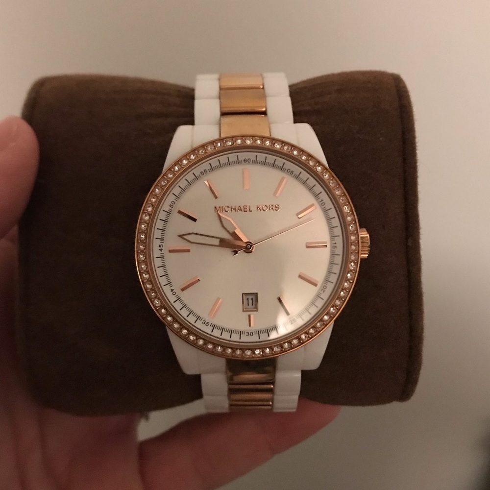 MK white and gold watch! In box